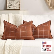 Terracotta Lumbar Plaid 20" x 12" Pack of 2 Terracotta Lumbar Plaid Set of 2