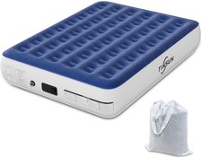 Tinsun Queen Air Mattress with Built-in Pump – 13" Royal Blue – Fast Inflation