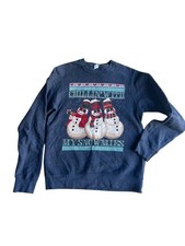 Port  Company Women's Ugly Christmas Snowman Sweatshirt Blue Size Small