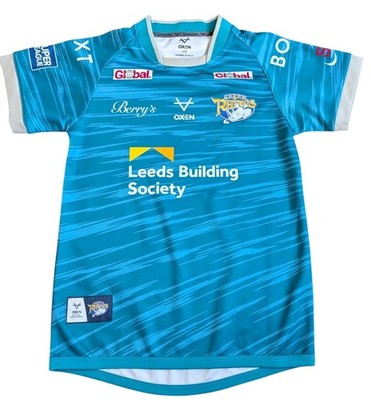 Leeds Rhinos Rugby Super League Auswärtstrikot 2023 Ochsen Junior Größe 12 kostenloser Versand 