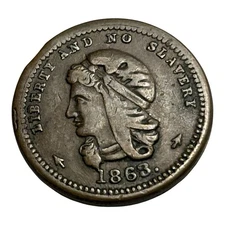 Antique Civil War Token - Liberty and No Slavery