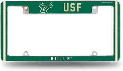 University of South Florida Bulls USF Metal License Plate Frame Chrome Tag...