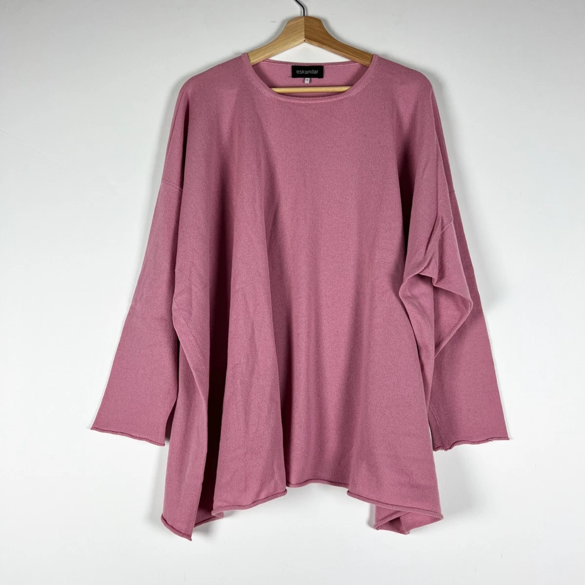 Tunique Eskandar 100% Cachemire Naturel – Encollure Bateau, Manches 3/4, Taille Unique