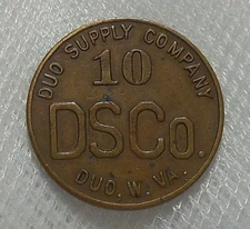 DUO WEST VIRGINIA DUO SUPPLY COMPANY 10¢ LUMBER SCRIP TOKEN NO DATE R8