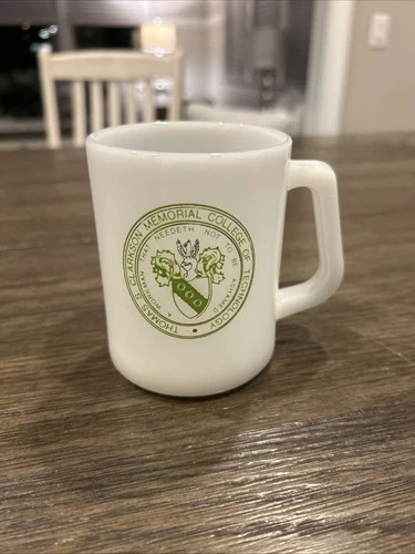 Vintage Fire King Milk Glass Mug Clarkson Memorial College Of Technology USA