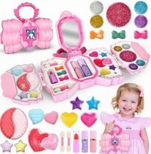 Girls Kids Makeup Kit Pretend Make Up Remover Real Washable Princess Set UK NEW