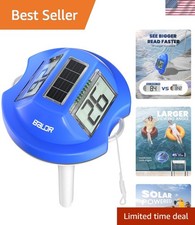 Pool Thermometer Floating Easy Read, Solar Digital Pool Thermometer with Dual...