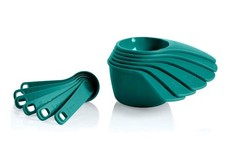 Juego de tazas y cucharas medidoras Tupperware compañeros de medición juego de 12 piezas verde azulado nuevo