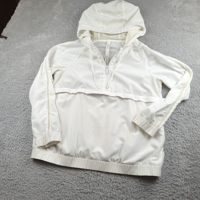 Lululemon Jacket Womens 8 White Pack Light 1/2 Zip Pullover Packable Lightweight