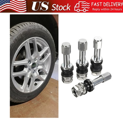 #ad #ad 4Pcs TR48 Bolt On Tire Valve Stem Chrome Metal High Pressure Flush W Stem Cap $6.79