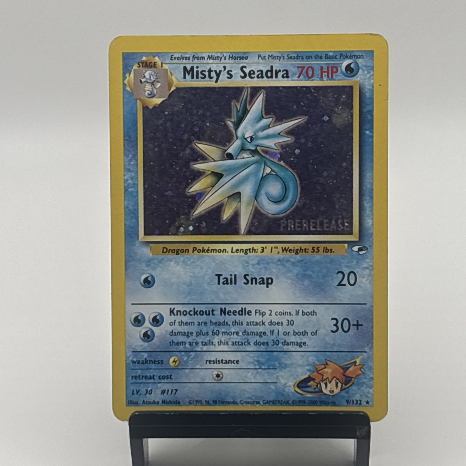 Pokémon TCG Misty's Seadra Holo Rare Gym Heroes Prerelease 9/132 MP
