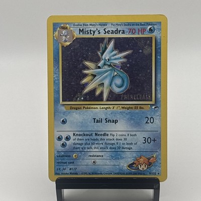 Pokémon TCG Misty's Seadra Holo Rare Gym Heroes Prerelease 9/132 MP