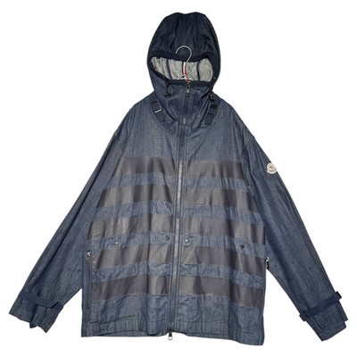 MONCLER ALAIN Urethane Tape Denim Hooded Jacket Men's Cotton Indigo Size 0 Pre-