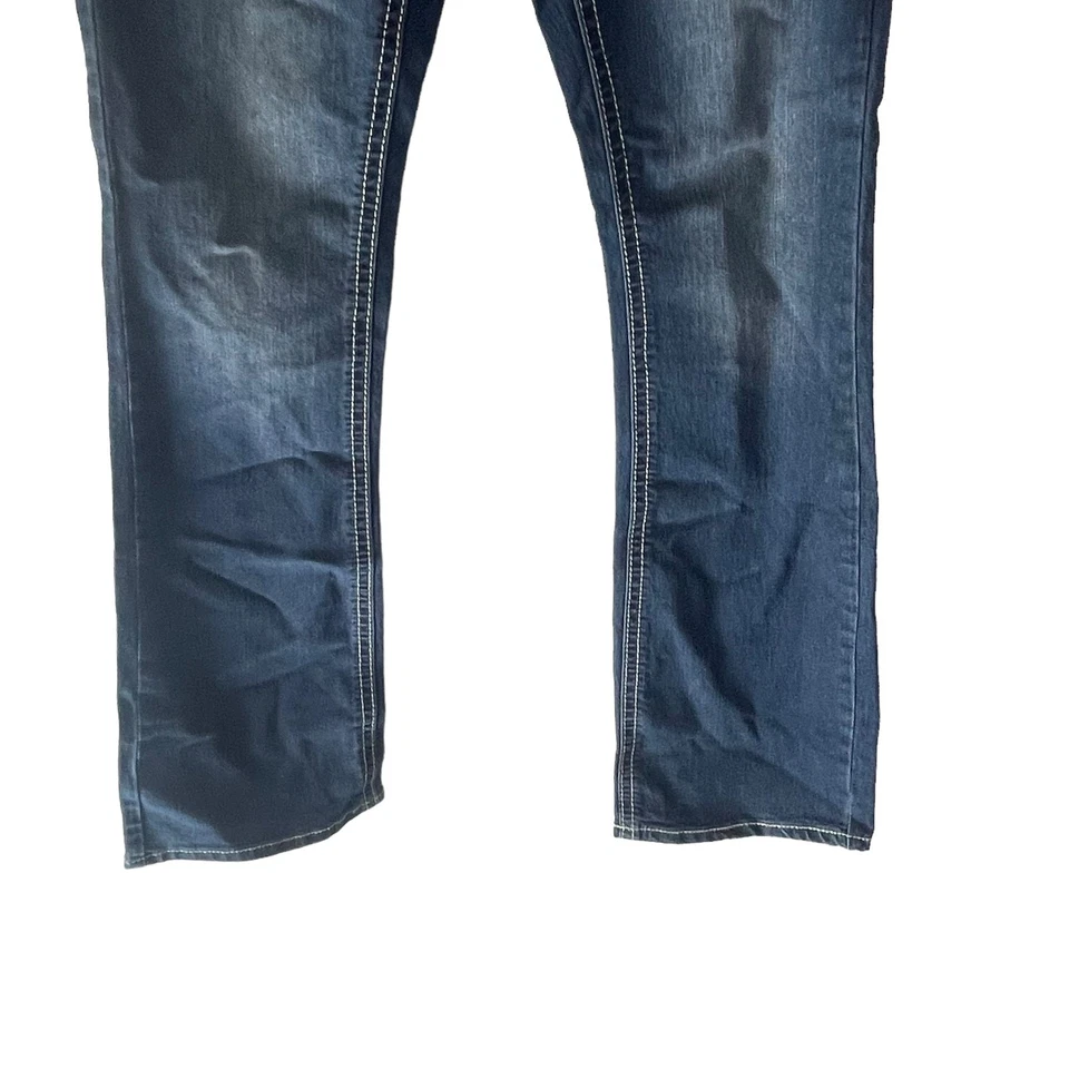 Pantalones de mezclilla rectos Ana para mujer talla 4 bolsillos bordados brillantes florales lavado oscuro Foto 4 de 4