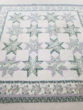 Vintage Feed Sack Beautiful Eight Point Star Pattern Quilt 82x82 inch