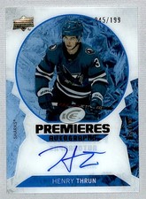 Henry Thrun 2023-24 UD Ice Premieres Rookie Auto /199 #IPA-HT San Jose Sharks