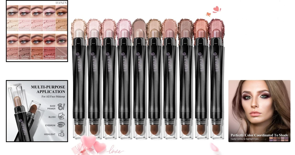 Juego de lápices de sombra de ojos a prueba de manchas de 10 piezas - Mezcla perfecta de lujo y durabilidad Foto 2 de 4