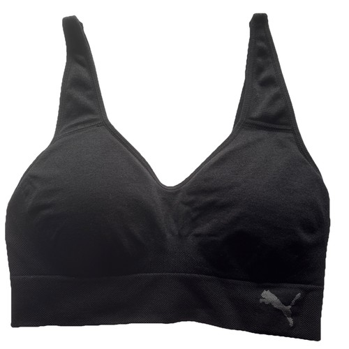 PUMA Women's Sports Bra Adjustable Straps, Padded, Logo Band Size Small Black