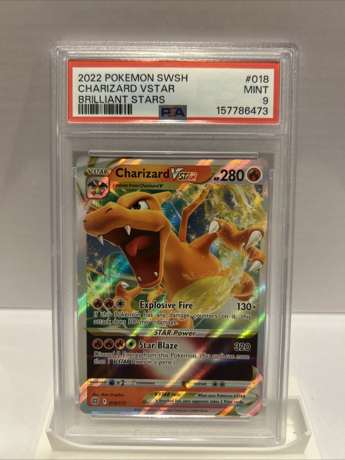 2022 Pokemon SWSH Brilliant Stars #018 Charizard VSTAR PSA 9 MINT view 1