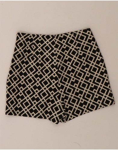 ZARA Womens Casual Shorts UK 8 Small W26 Black Geometric Polyester DI58 - Picture 2 of 3