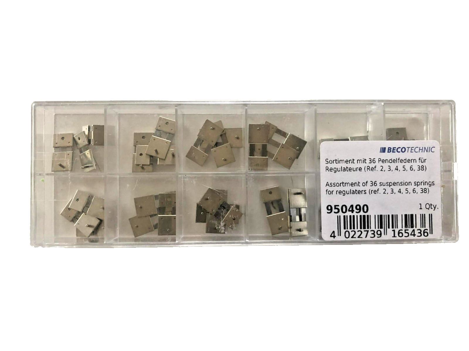 Assortment of 36 Suspension Springs for Pendulum Clocks by Beco Technic -inc VAT