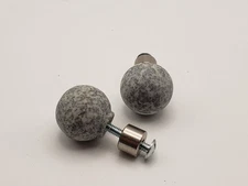(2) Drawer Pulls Cabinet Knobs Gray Stone Colored, Round Ball Shaped
