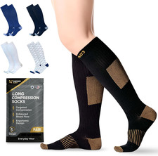CopperJoint Copper Compression Socks Women Knee High, Easy On Wide Calf-Compress