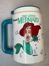 Vintage Disney WDW Insulated Mug 12 oz Little Mermaid Ariel Blue Lid &Handle USA