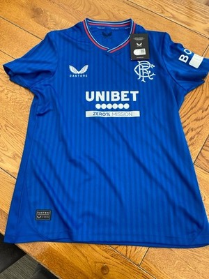 Rangers Home 2023 Fußballtrikot - UK Größe 10 (S) - UVP 69,99 £.