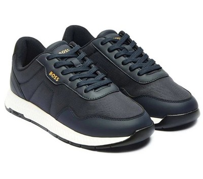 Turnschuhe Boss Herren Dunkelblau Freizeit Sneaker mit Logo - Titanium Runn Größe 11