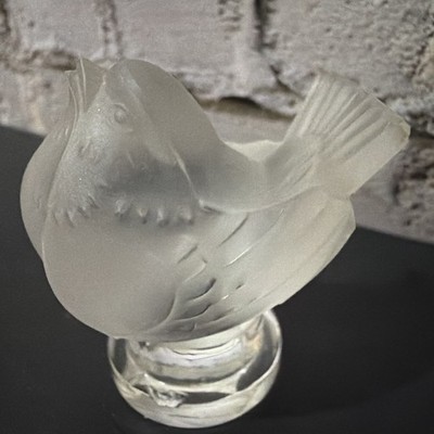 Lalique Crystal Bird Figurine Frosted Glass  Cristal Lalique Paris  Label