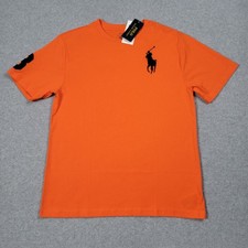 Polo Ralph Lauren T-Shirt Youth Large Orange Blue Big Pony Jockey Tee Boys New