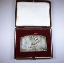 Médaille plaquette Art Nouveau en bronze argenté René Baudichon Chorillon