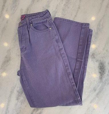 Edikted Women s Jeans Denim Purple Straight Leg High Waisted Button Fly Small 26