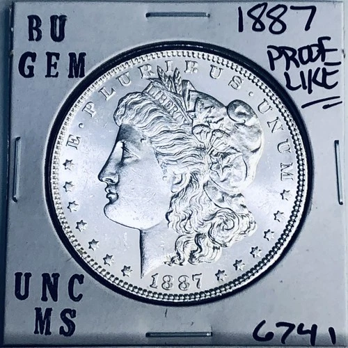 1887 BU GEM MORGAN SILVER DOLLAR UNC MS+++ U.S. MINT RARE COIN 6741