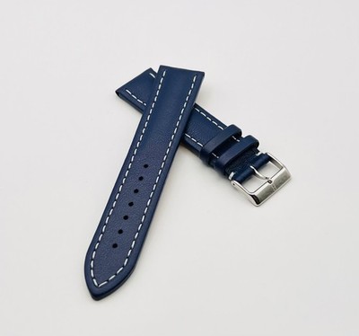 Uhrenarmband 22 mm Rindleder Blau Leder EULIT  Chronomaster , Made in Germany