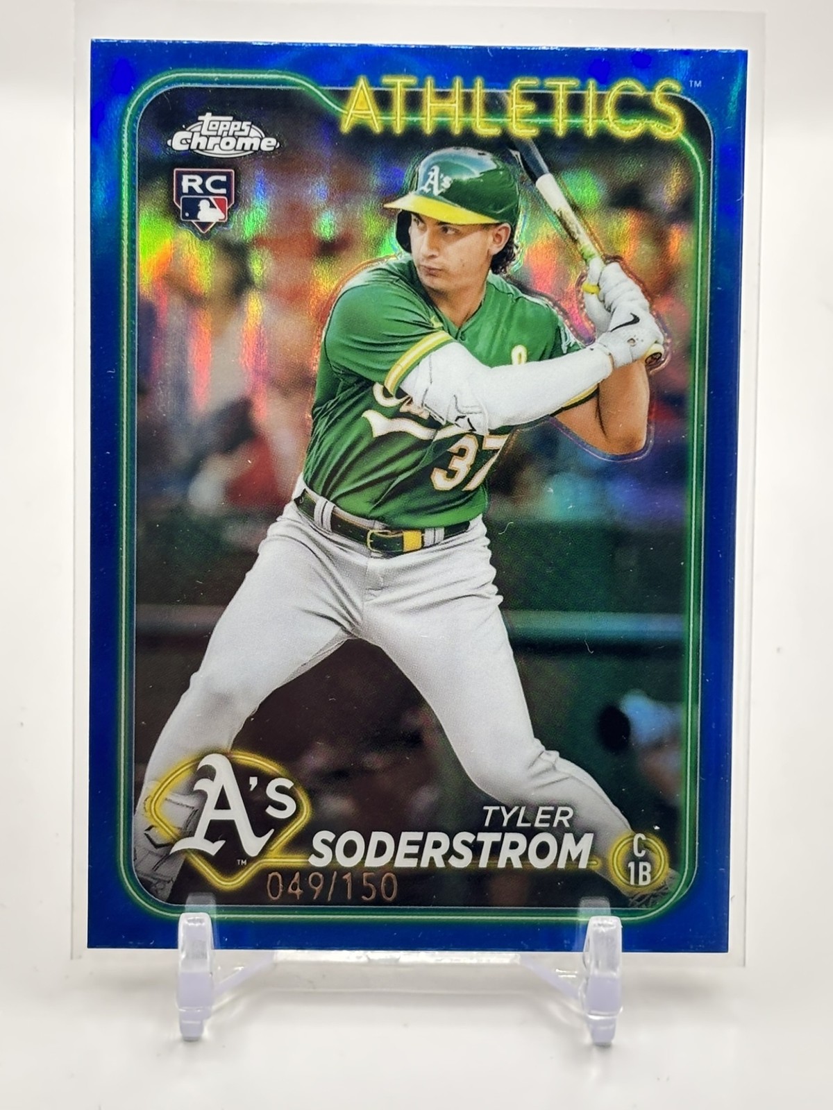 2024 Topps Chrome Tyler Soderstrom #298 Blue Refractor 49/150 RC Athletics