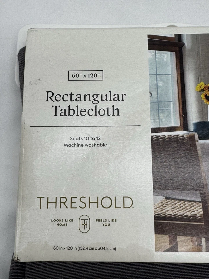 Threshold Tablecloth GRAY 60x120 Cotton Poly Blend Farmhouse Cottagecore NIP - Image 2 of 4