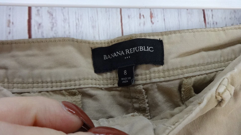 Pantalones Cortos Banana Republic Caqui Para Mujer 8 Mezcla de Algodón Informal Minimalista Cápsula Foto 3 de 4