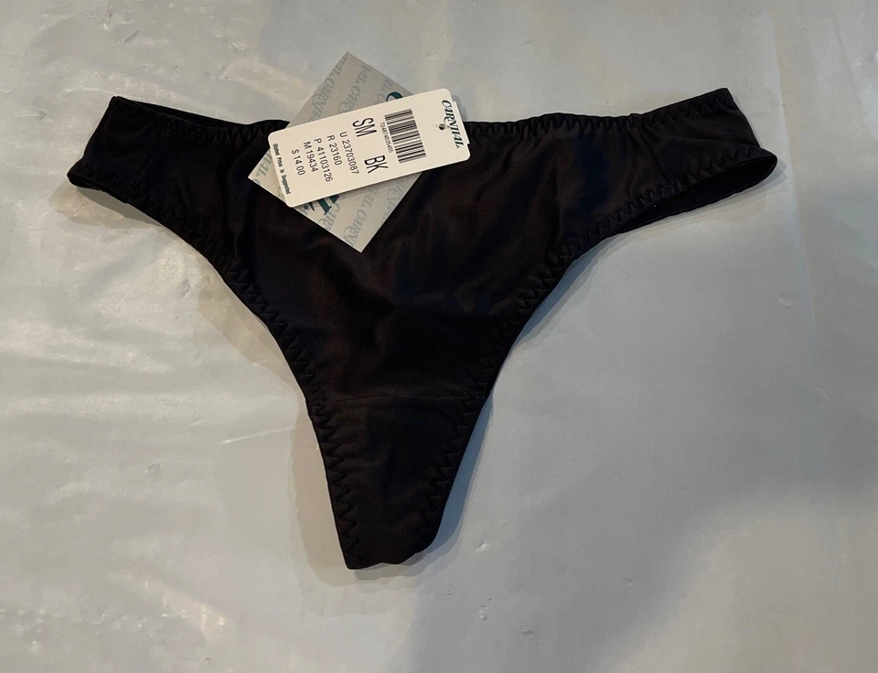 3 Пара Carnival бесшовный микрофибры заниженной стринги новый с Ярлыками черный маленький новый с Ярлыками нижнее белье - Изображение 4 из 4