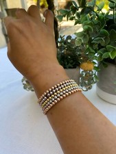 Sterling Silver Ball Bead Elastic Bracelet