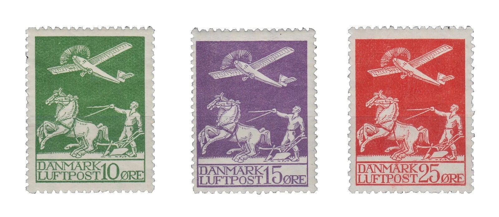 Mint Hinged Air Mail Danish & Faroese Stamps