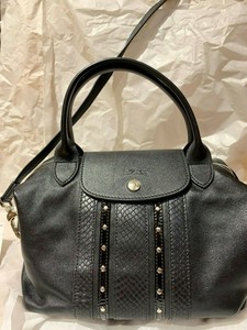 Details About Nwt Longchamp Le Pliage Cuir Croc Embossed Black Leather Neo Small Crossbody Bag