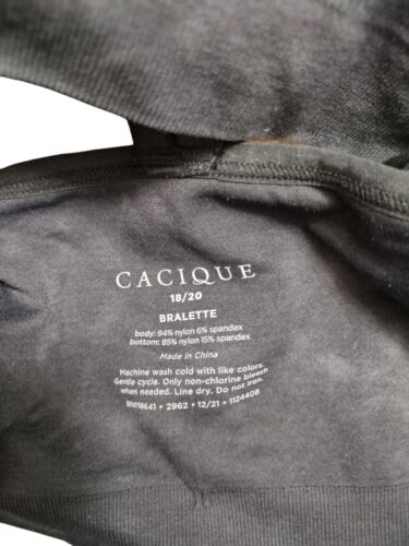 Cacique Women's 18/20 Bralette Charcoal Adjustable Straps No Wire NWT - Picture 3 of 5
