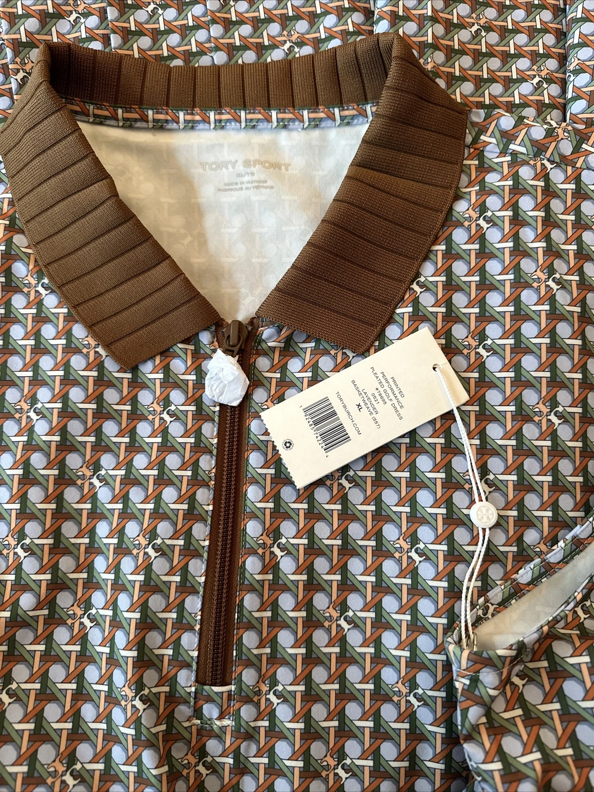 NUOVO XL Tory Burch abito da golf cestino sportivo tessitura marrone