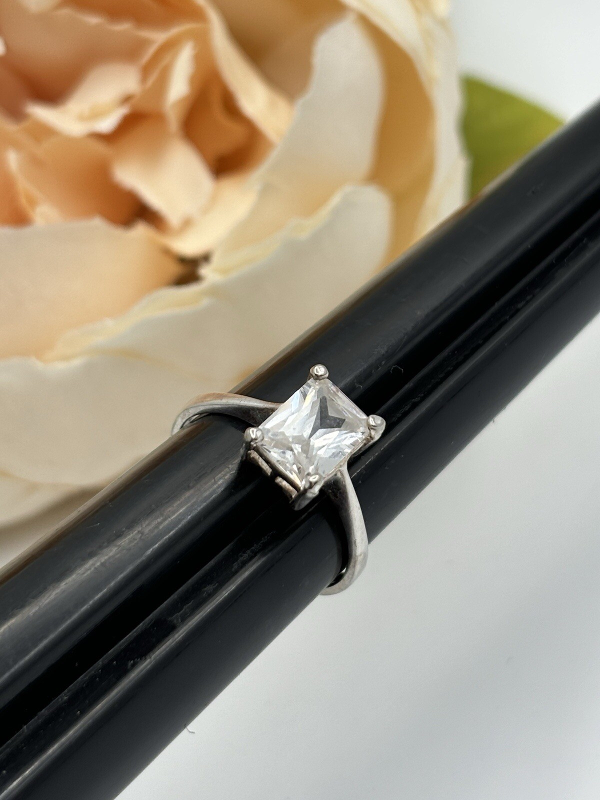 Sterling Silver 925 Emerald Cut Rectangle CZ Soli… - image 13