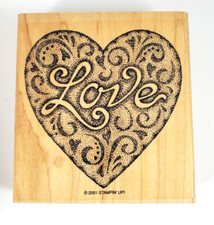 2001 Stampin' Up Love Heart -Wood Mounted Rubber Stamp