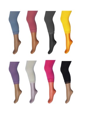 Mädchenleggings Kinderleggins dünne Leggings unifarben mit Spitze