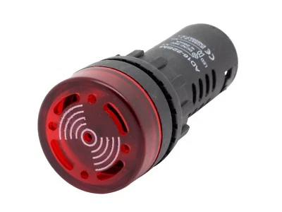 ATI 22mm 120V AC/DC Red LED Flashing Buzzer Pilot Panel Indicator Light