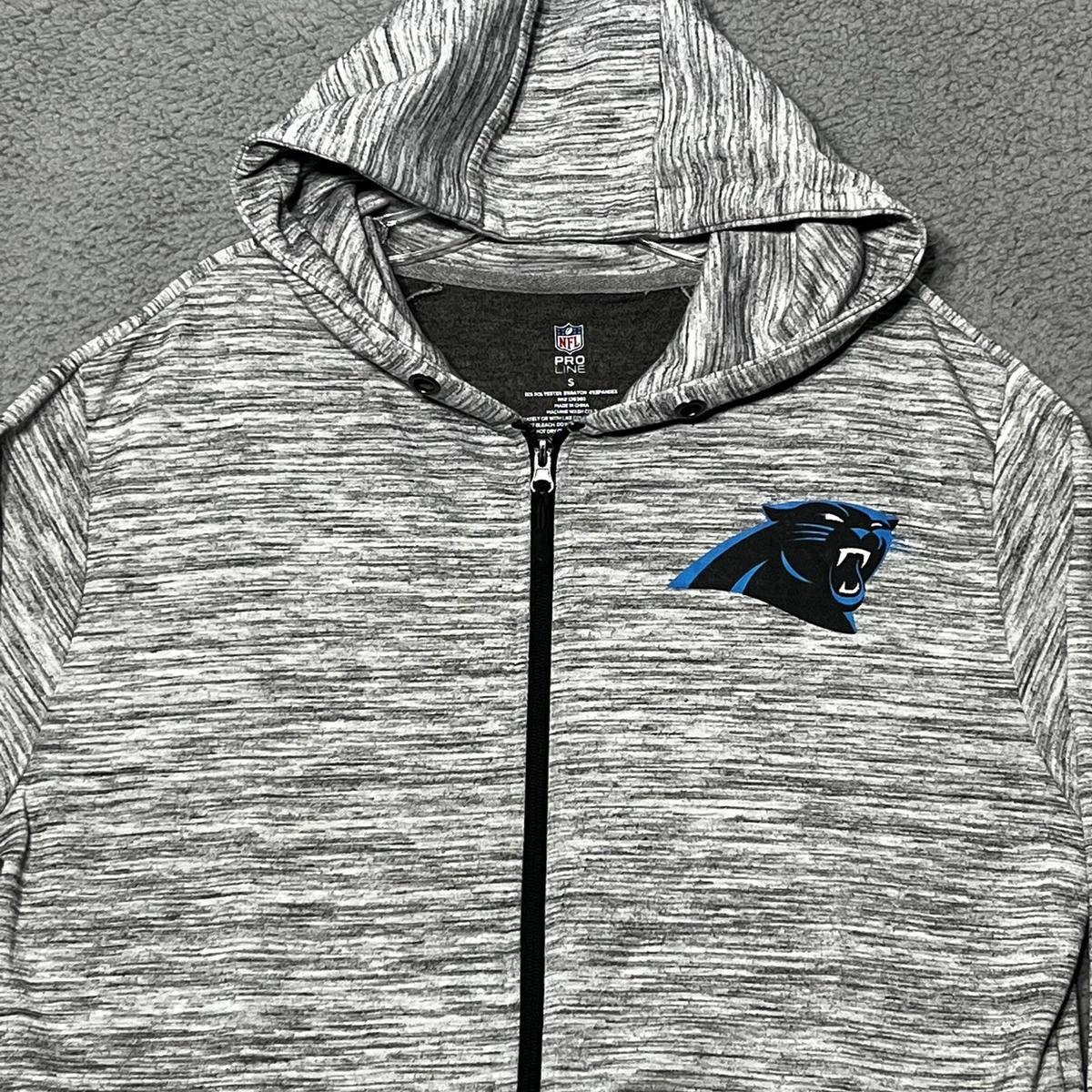 Carolina Panthers Hoodie Mens Small Gray NFL Football Full Zip